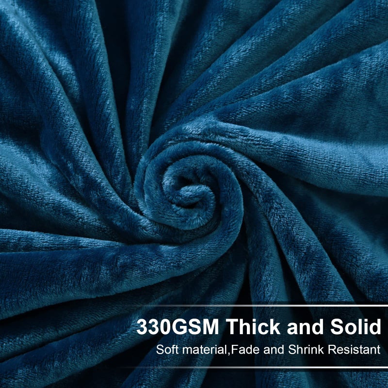 EASELAND Soft Queen Size Blanket Warm Fuzzy Microplush Lightweight Thermal Fleece Blankets for Couch Bed Sofa,90x90 Inch, Peacock Blue - Image 3
